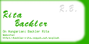 rita backler business card